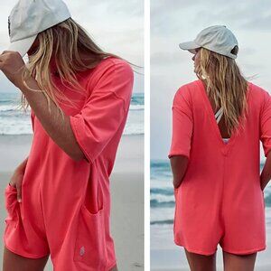New! Free Movement coral hot shot tee shorts romper 20942
